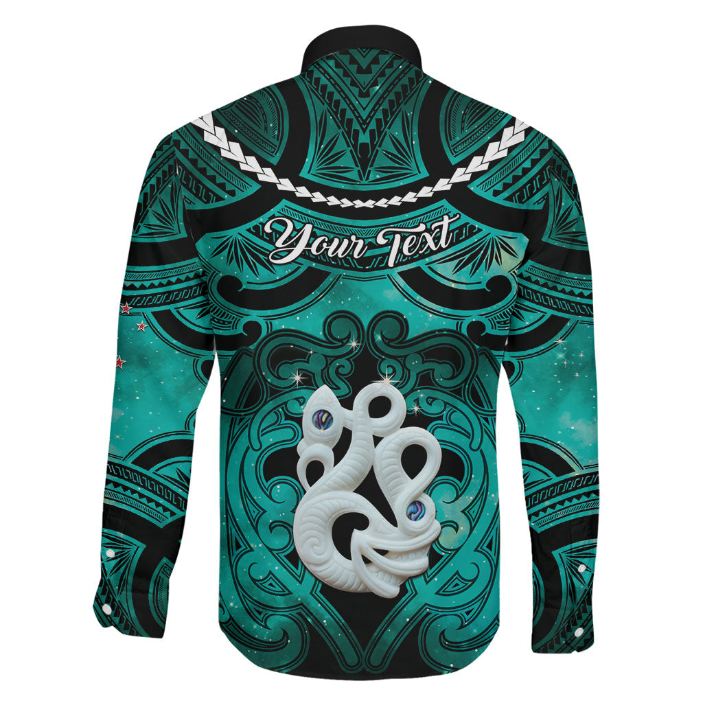 Personalised Maori Matariki Manaia Turquoise Family Matching Off Shoulder Maxi Dress and Hawaiian Shirt Maori Kowhaiwhai Pattern Galaxy