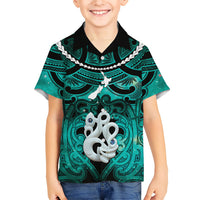 Personalised Maori Matariki Manaia Turquoise Hawaiian Shirt Maori Kowhaiwhai Pattern Galaxy
