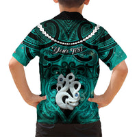 Personalised Maori Matariki Manaia Turquoise Hawaiian Shirt Maori Kowhaiwhai Pattern Galaxy