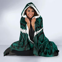 Maori Matariki Manaia Turquoise Hooded Blanket Maori Kowhaiwhai Pattern Galaxy