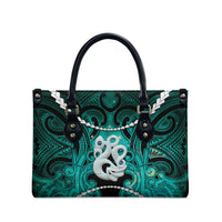 Maori Matariki Manaia Turquoise Leather Bag Maori Kowhaiwhai Pattern Galaxy
