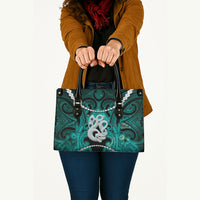 Maori Matariki Manaia Turquoise Leather Bag Maori Kowhaiwhai Pattern Galaxy