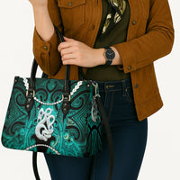 Maori Matariki Manaia Turquoise Leather Bag Maori Kowhaiwhai Pattern Galaxy