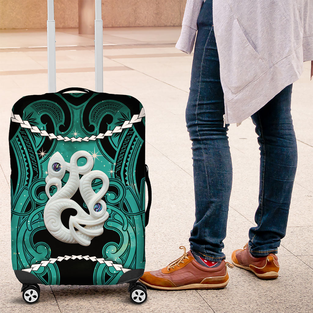 Maori Matariki Manaia Turquoise Luggage Cover Maori Kowhaiwhai Pattern Galaxy LT01 Turquoise - Polynesian Pride