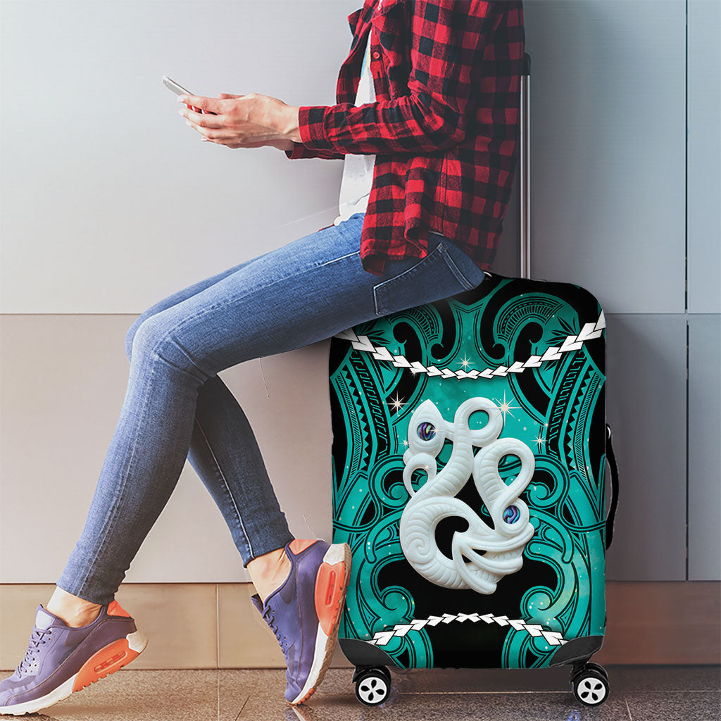 Maori Matariki Manaia Turquoise Luggage Cover Maori Kowhaiwhai Pattern Galaxy LT01 - Polynesian Pride