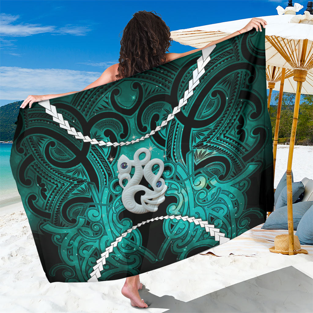 Maori Matariki Manaia Turquoise Sarong Maori Kowhaiwhai Pattern Galaxy