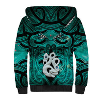 Personalised Maori Matariki Manaia Turquoise Sherpa Hoodie Maori Kowhaiwhai Pattern Galaxy