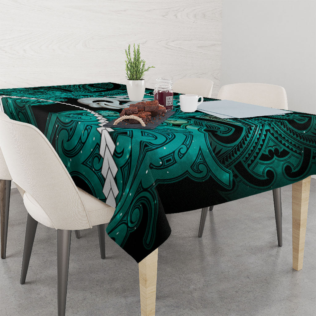 Maori Matariki Manaia Turquoise Tablecloth Maori Kowhaiwhai Pattern Galaxy