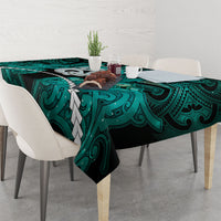 Maori Matariki Manaia Turquoise Tablecloth Maori Kowhaiwhai Pattern Galaxy