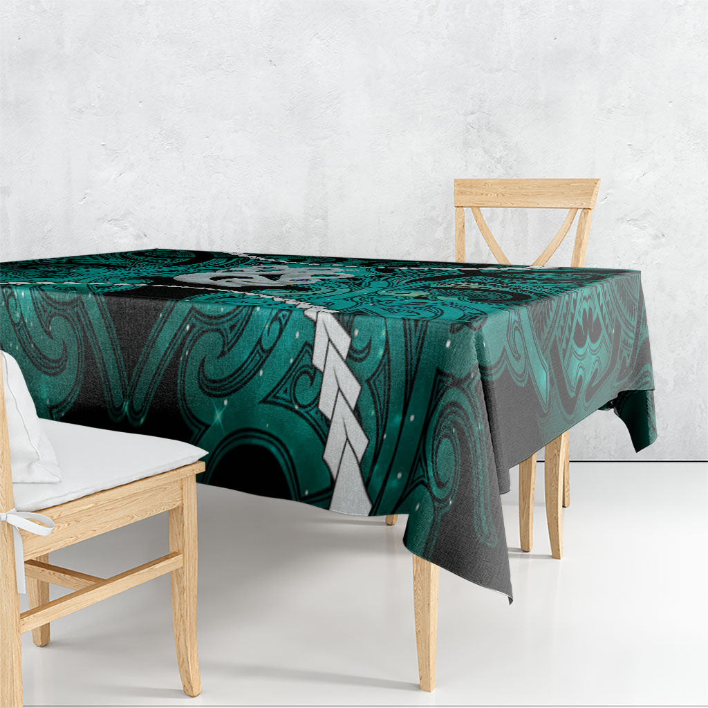 Maori Matariki Manaia Turquoise Tablecloth Maori Kowhaiwhai Pattern Galaxy