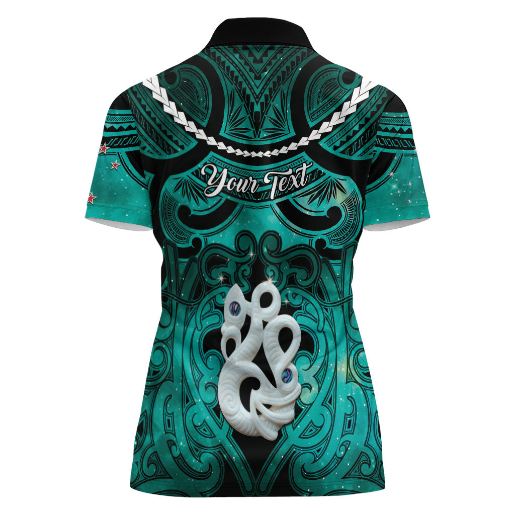 Personalised Maori Matariki Manaia Turquoise Women Polo Shirt Maori Kowhaiwhai Pattern Galaxy LT01 - Polynesian Pride