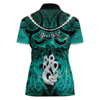 Personalised Maori Matariki Manaia Turquoise Women Polo Shirt Maori Kowhaiwhai Pattern Galaxy LT01 - Polynesian Pride