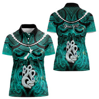 Personalised Maori Matariki Manaia Turquoise Women Polo Shirt Maori Kowhaiwhai Pattern Galaxy LT01 - Polynesian Pride
