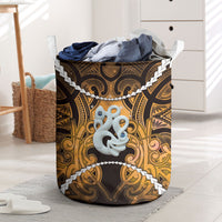 Maori Matariki Manaia Kowhai Laundry Basket Maori Kowhaiwhai Pattern Galaxy LT01 Yellow - Polynesian Pride