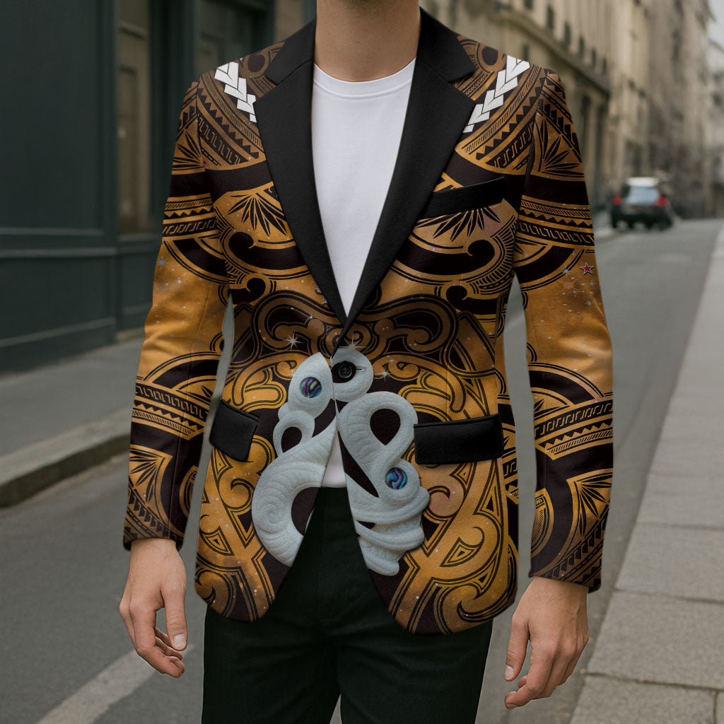 Personalised Maori Matariki Manaia Kowhai Blazer Maori Kowhaiwhai Pattern Galaxy