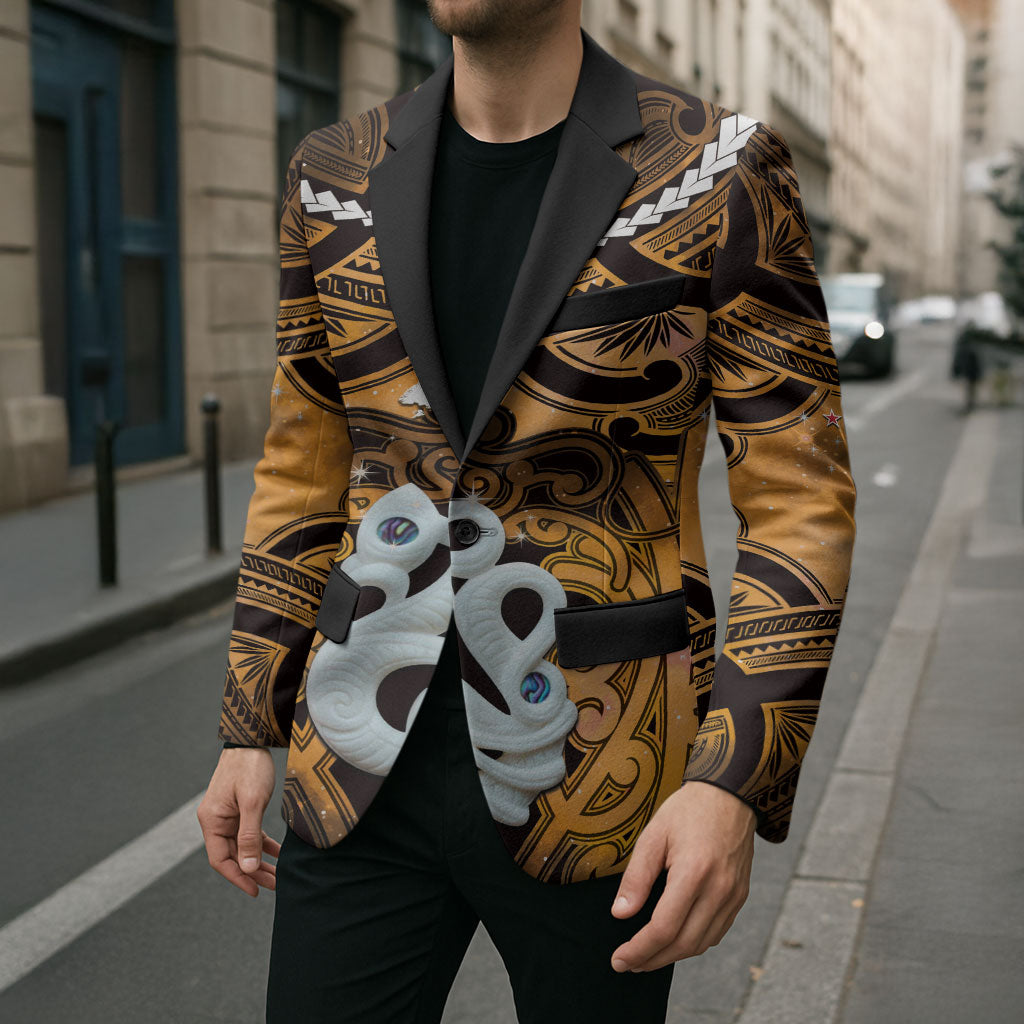 Personalised Maori Matariki Manaia Kowhai Blazer Maori Kowhaiwhai Pattern Galaxy