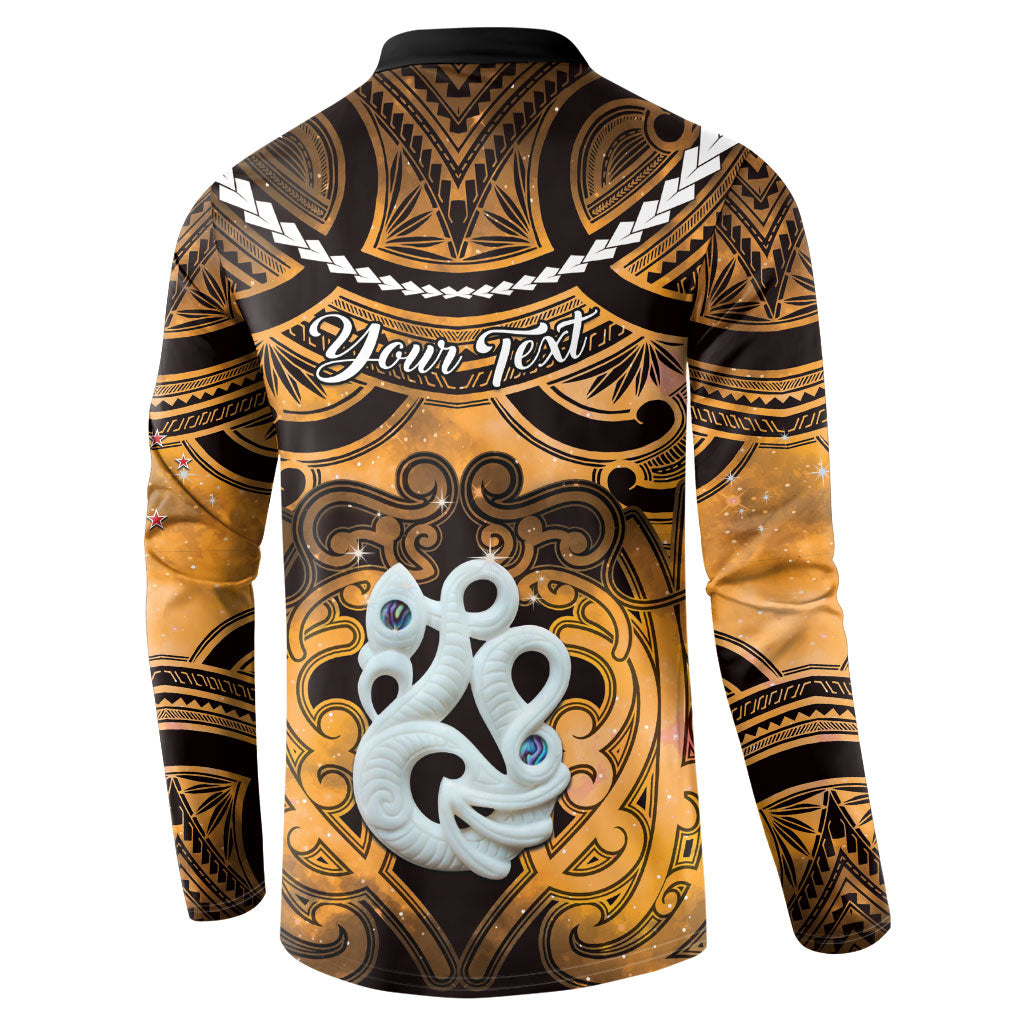 Personalised Maori Matariki Manaia Kowhai Button Sweatshirt Maori Kowhaiwhai Pattern Galaxy