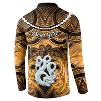 Personalised Maori Matariki Manaia Kowhai Button Sweatshirt Maori Kowhaiwhai Pattern Galaxy