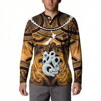 Personalised Maori Matariki Manaia Kowhai Button Sweatshirt Maori Kowhaiwhai Pattern Galaxy