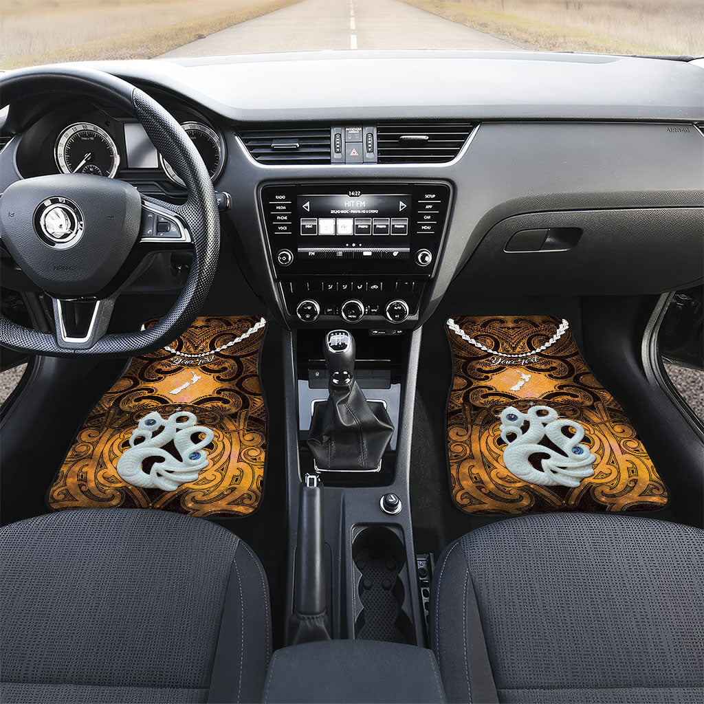 Personalised Maori Matariki Manaia Kowhai Car Mats Maori Kowhaiwhai Pattern Galaxy LT01 Set 2pcs - Front Yellow - Polynesian Pride