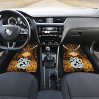 Personalised Maori Matariki Manaia Kowhai Car Mats Maori Kowhaiwhai Pattern Galaxy LT01 Set 2pcs - Front Yellow - Polynesian Pride