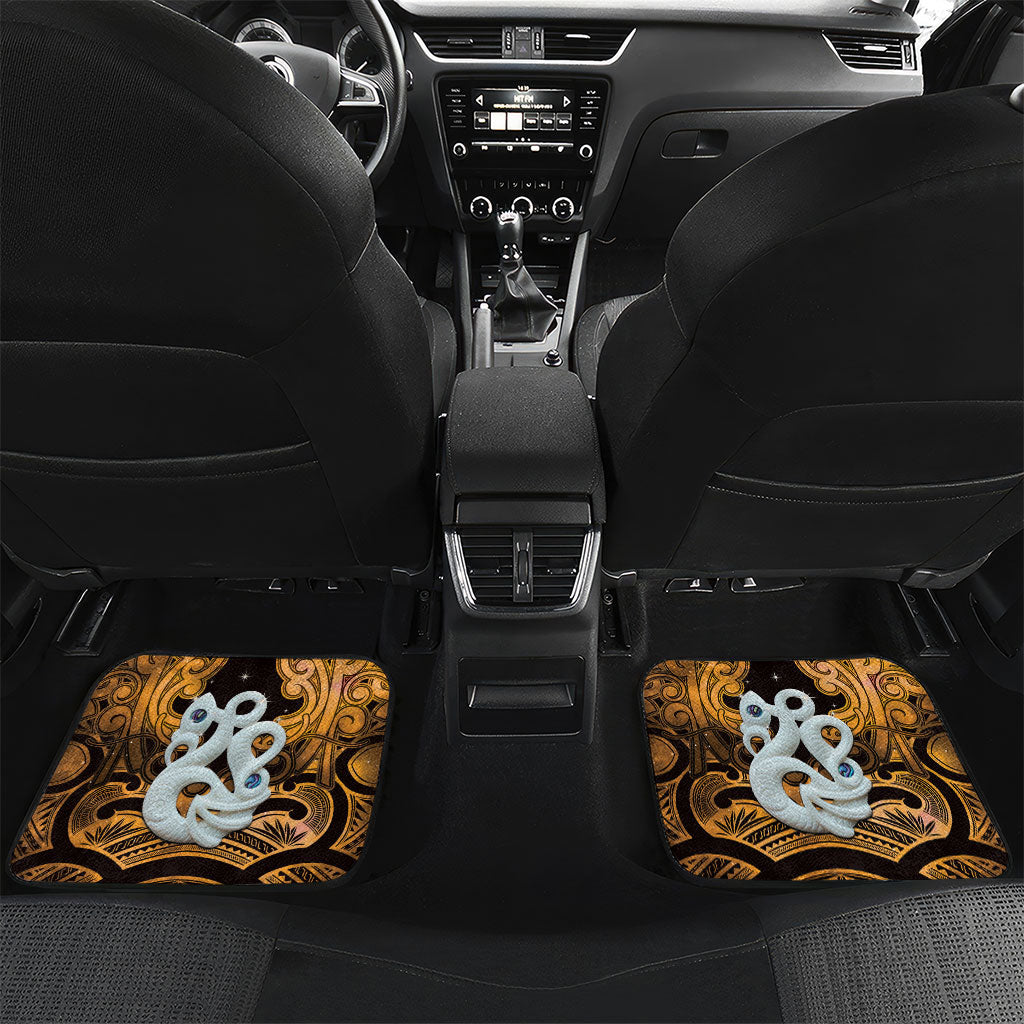 Personalised Maori Matariki Manaia Kowhai Car Mats Maori Kowhaiwhai Pattern Galaxy LT01 Set 2pcs - Back Yellow - Polynesian Pride