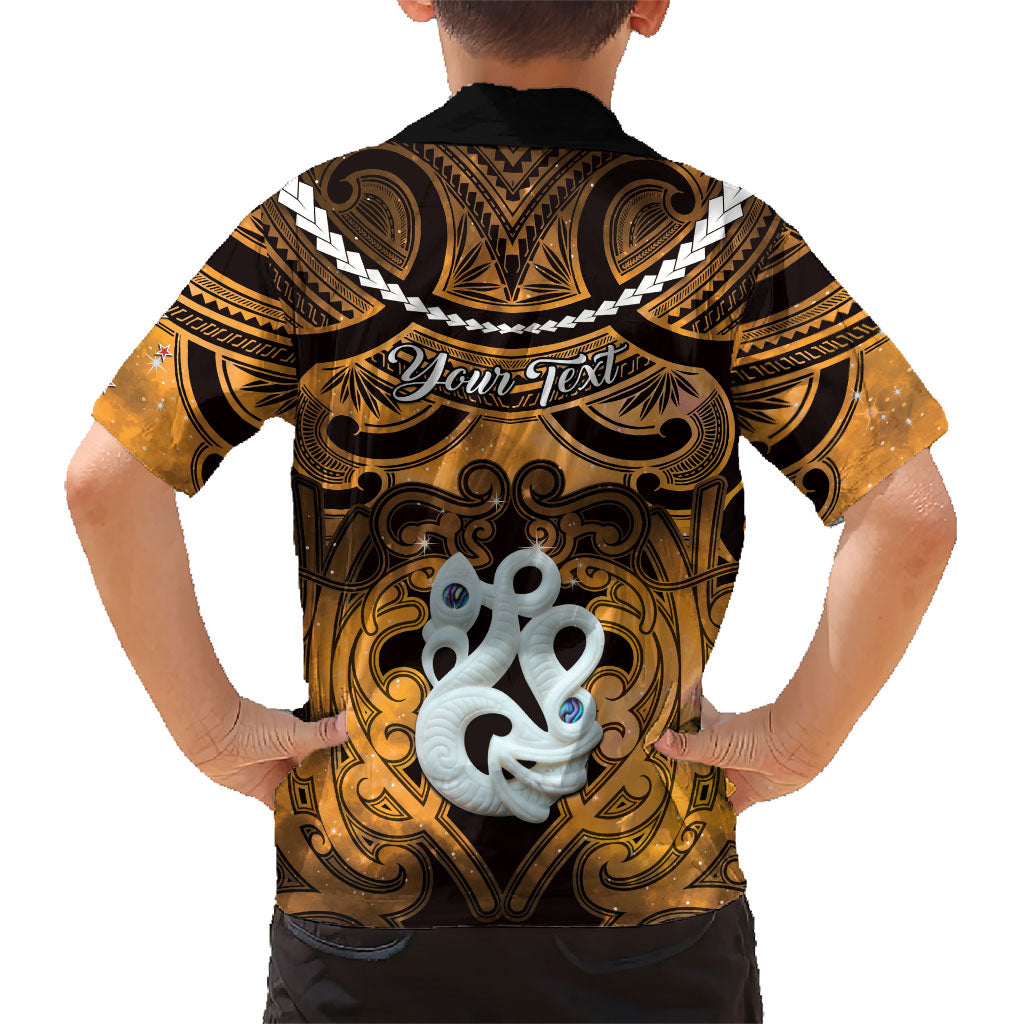 Personalised Maori Matariki Manaia Kowhai Family Matching Long Sleeve Bodycon Dress and Hawaiian Shirt Maori Kowhaiwhai Pattern Galaxy LT01 - Polynesian Pride