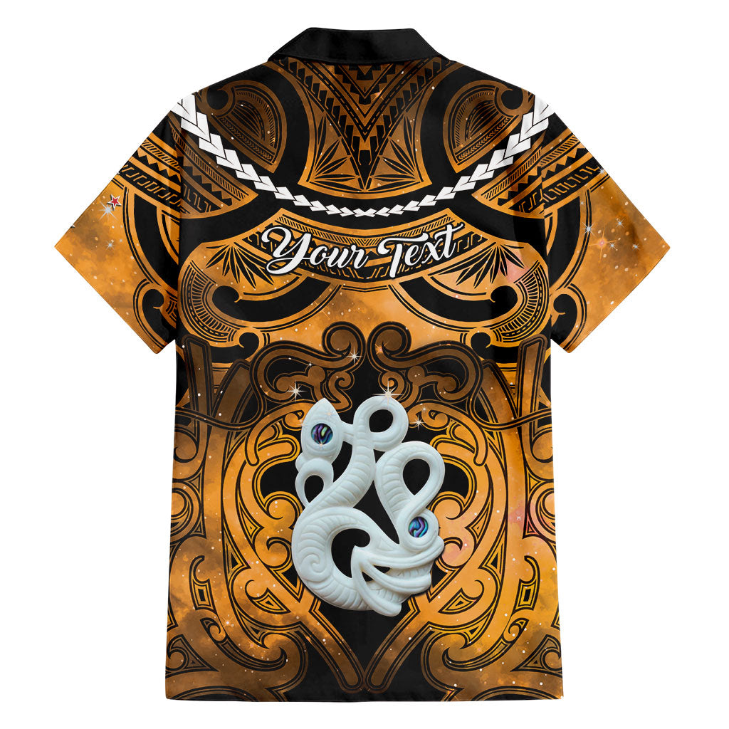 Personalised Maori Matariki Manaia Kowhai Family Matching Short Sleeve Bodycon Dress and Hawaiian Shirt Maori Kowhaiwhai Pattern Galaxy LT01 - Polynesian Pride