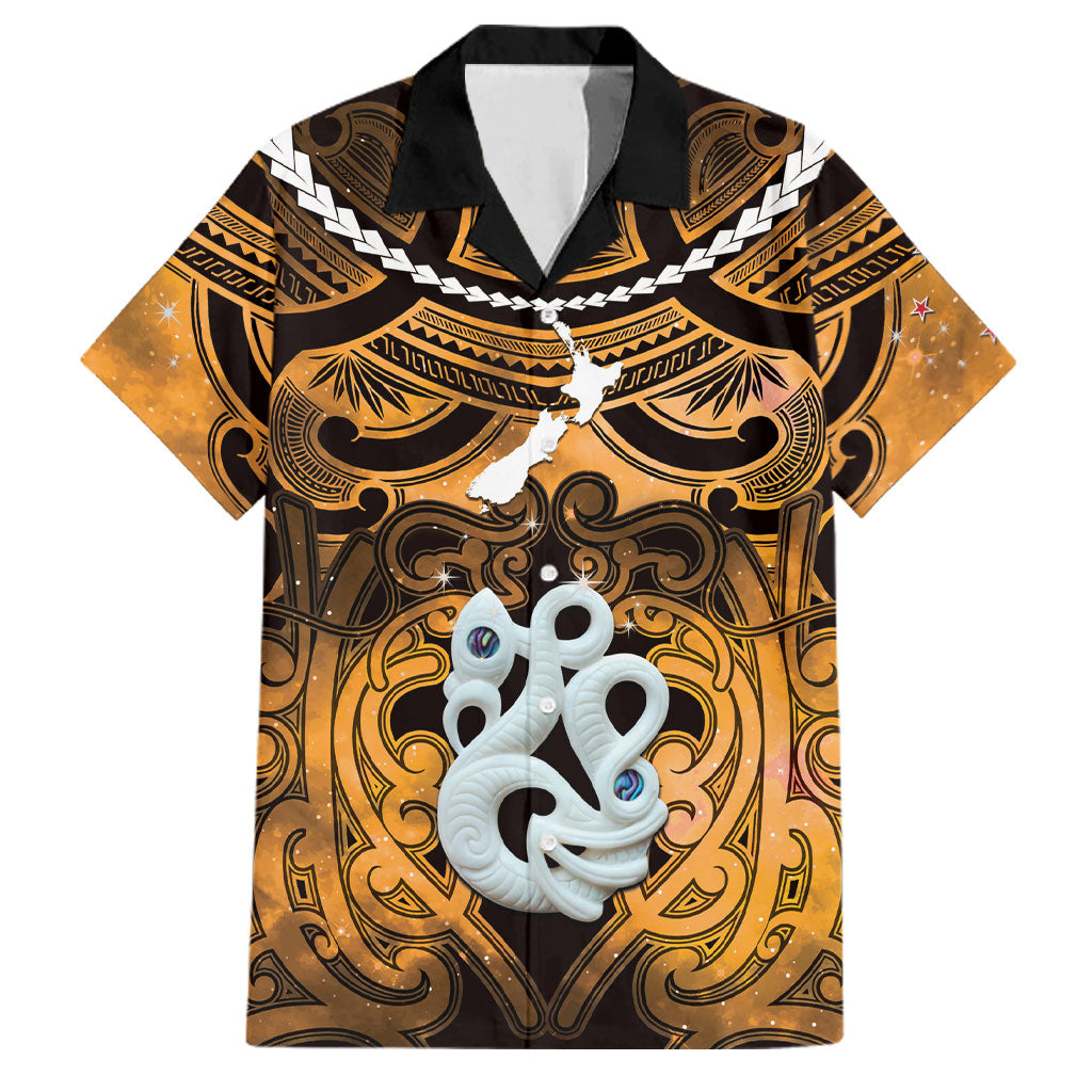 Personalised Maori Matariki Manaia Kowhai Family Matching Summer Maxi Dress and Hawaiian Shirt Maori Kowhaiwhai Pattern Galaxy