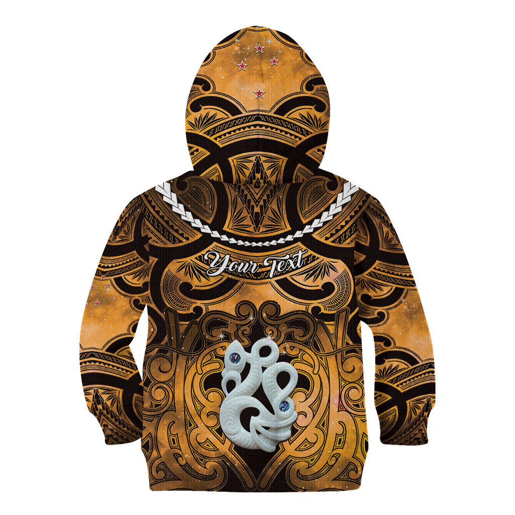 Personalised Maori Matariki Manaia Kowhai Kid Hoodie Maori Kowhaiwhai Pattern Galaxy