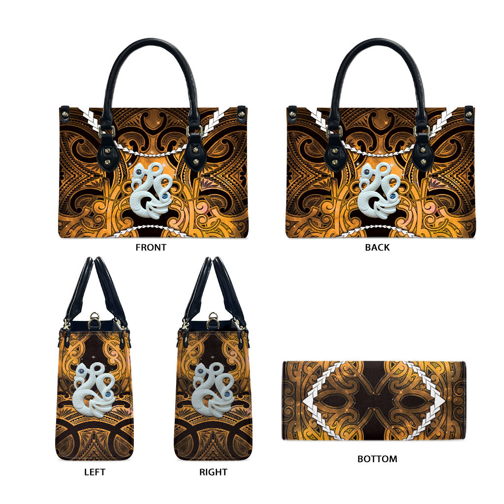 Maori Matariki Manaia Kowhai Leather Bag Maori Kowhaiwhai Pattern Galaxy LT01 - Polynesian Pride