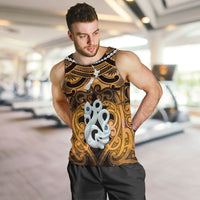 Personalised Maori Matariki Manaia Kowhai Men Tank Top Maori Kowhaiwhai Pattern Galaxy LT01 Yellow - Polynesian Pride
