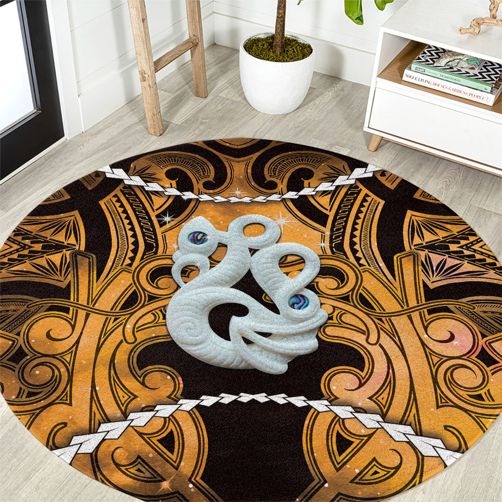 Maori Matariki Manaia Kowhai Round Carpet Maori Kowhaiwhai Pattern Galaxy
