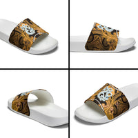 Maori Matariki Manaia Kowhai Slide Sandals Maori Kowhaiwhai Pattern Galaxy