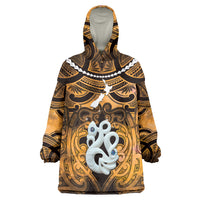 Personalised Maori Matariki Manaia Kowhai Wearable Blanket Hoodie Maori Kowhaiwhai Pattern Galaxy LT01 One Size Yellow - Polynesian Pride