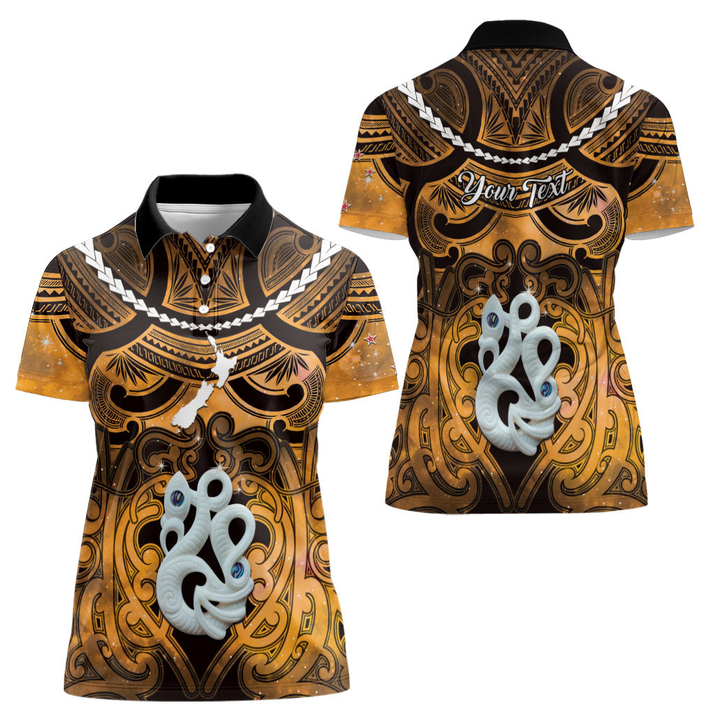 Personalised Maori Matariki Manaia Kowhai Women Polo Shirt Maori Kowhaiwhai Pattern Galaxy LT01 - Polynesian Pride
