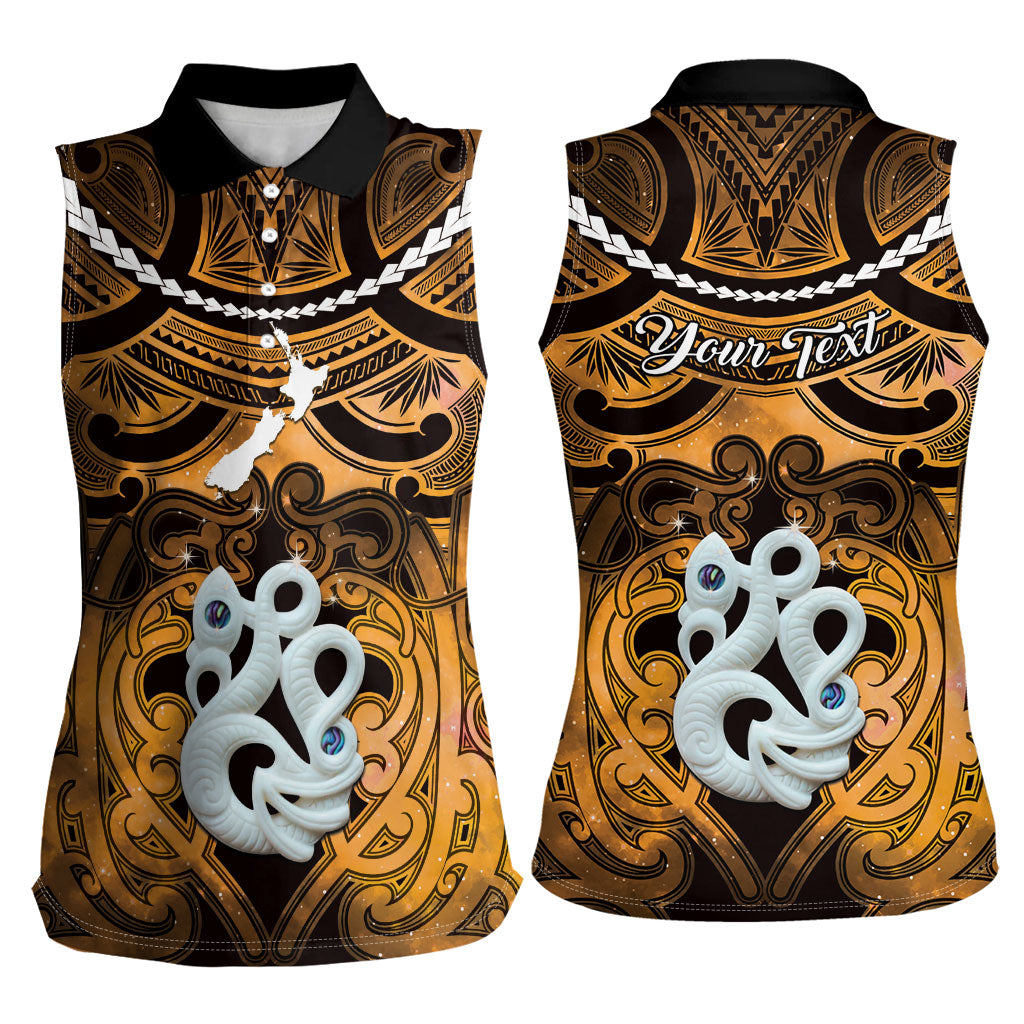Personalised Maori Matariki Manaia Kowhai Women Sleeveless Polo Shirt Maori Kowhaiwhai Pattern Galaxy LT01 - Polynesian Pride