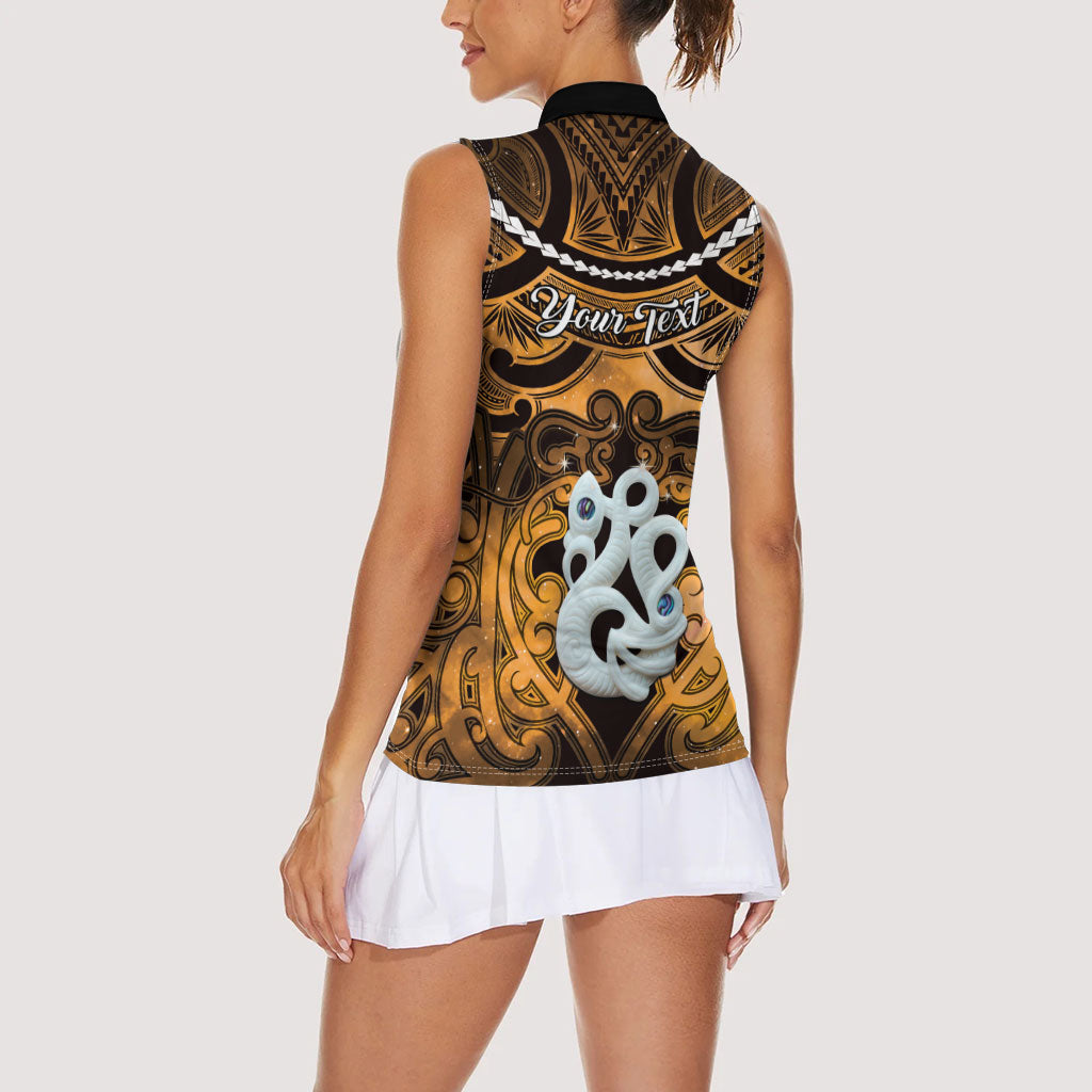 Personalised Maori Matariki Manaia Kowhai Women Sleeveless Polo Shirt Maori Kowhaiwhai Pattern Galaxy LT01 - Polynesian Pride