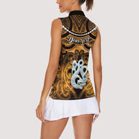Personalised Maori Matariki Manaia Kowhai Women Sleeveless Polo Shirt Maori Kowhaiwhai Pattern Galaxy LT01 - Polynesian Pride