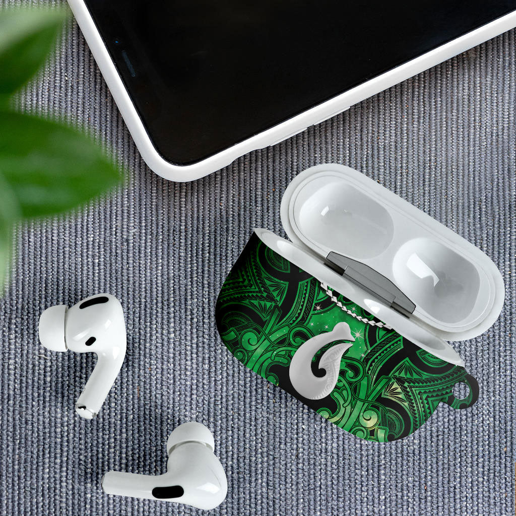 Maori Matariki Hei Matau Kakariki AirPods Case Maori Kowhaiwhai Pattern Galaxy LT01 - Polynesian Pride