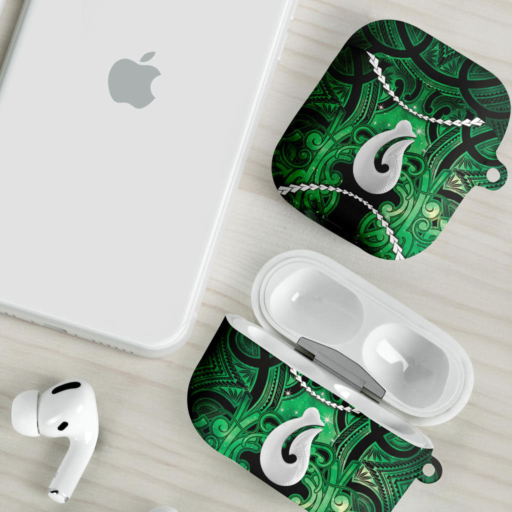 Maori Matariki Hei Matau Kakariki AirPods Case Maori Kowhaiwhai Pattern Galaxy LT01 - Polynesian Pride