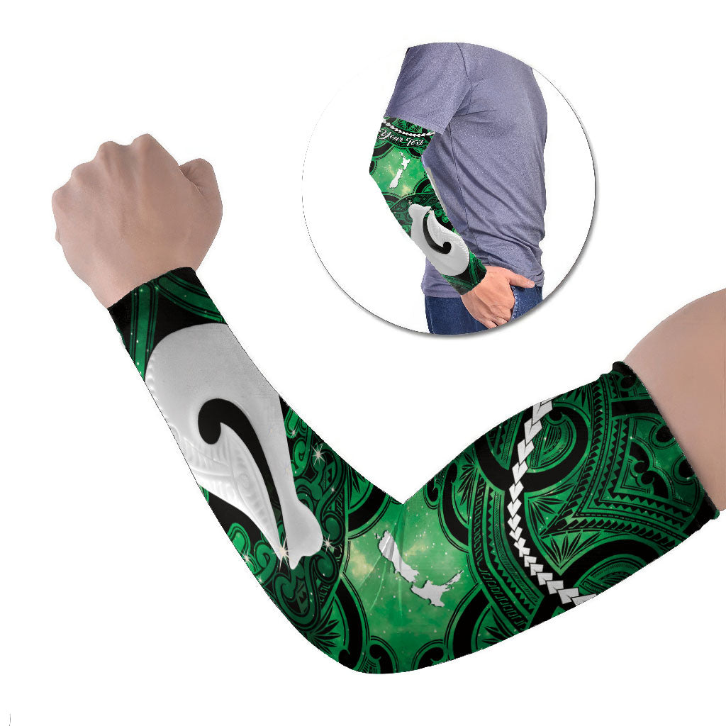 Personalised Maori Matariki Hei Matau Kakariki Arm Sleeves Maori Kowhaiwhai Pattern Galaxy
