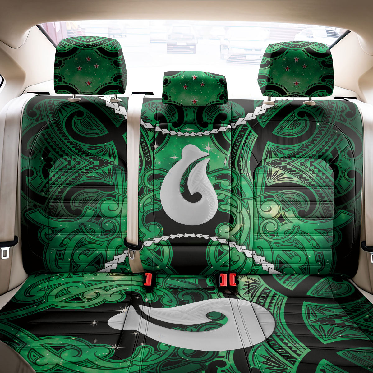 Maori Matariki Hei Matau Kakariki Back Car Seat Cover Maori Kowhaiwhai Pattern Galaxy