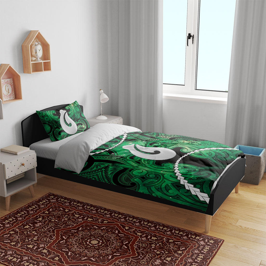 Maori Matariki Hei Matau Kakariki Bedding Set Maori Kowhaiwhai Pattern Galaxy