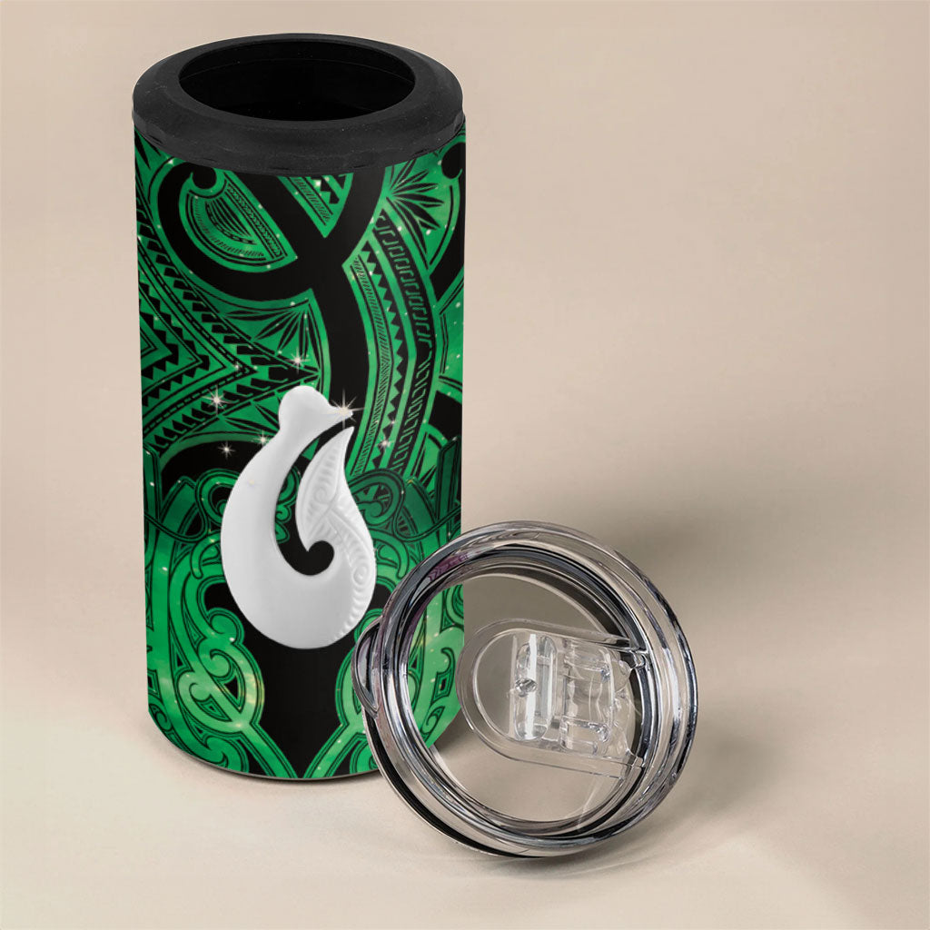 Personalised Maori Matariki Hei Matau Kakariki 4 in 1 Can Cooler Tumbler Maori Kowhaiwhai Pattern Galaxy LT01 - Polynesian Pride