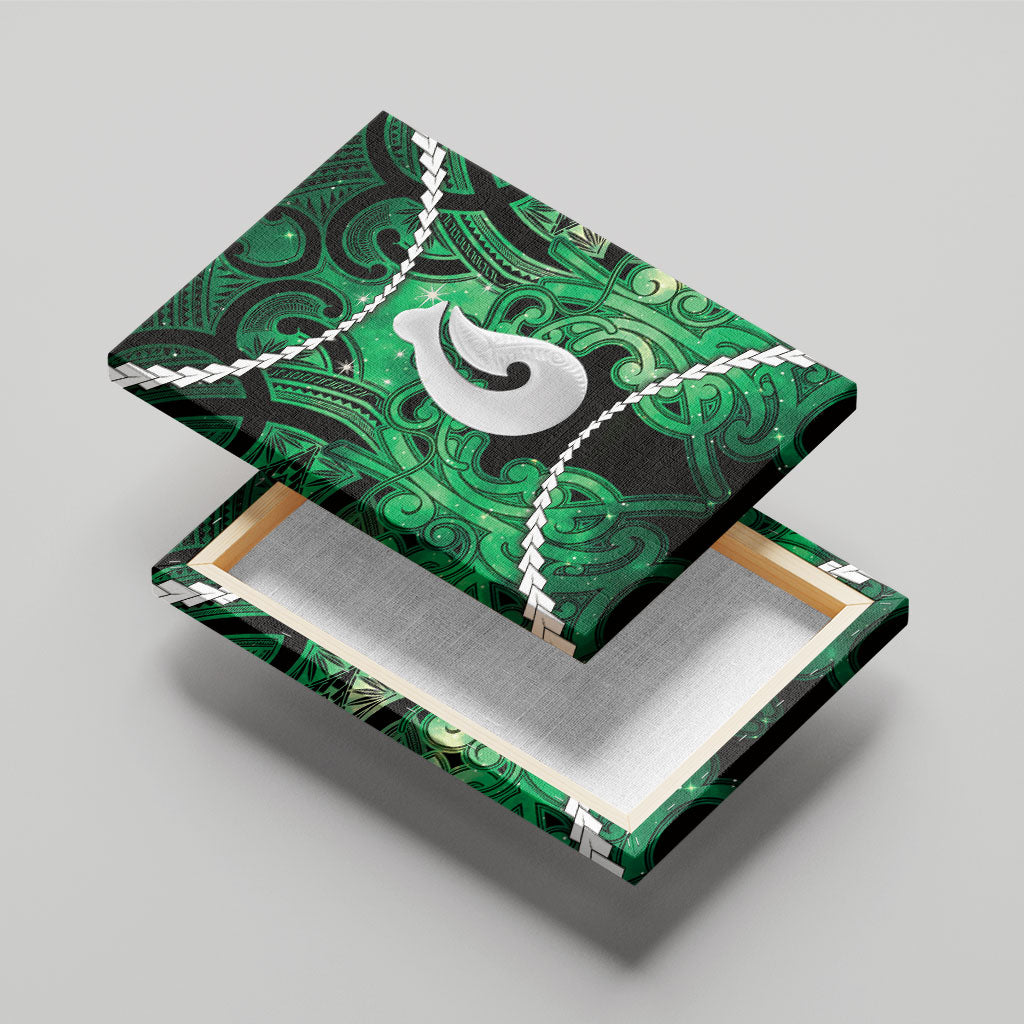Maori Matariki Hei Matau Kakariki Canvas Wall Art Maori Kowhaiwhai Pattern Galaxy