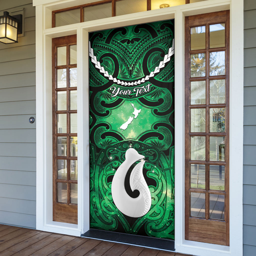 Personalised Maori Matariki Hei Matau Kakariki Door Cover Maori Kowhaiwhai Pattern Galaxy