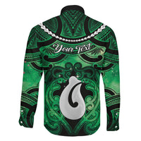 Personalised Maori Matariki Hei Matau Kakariki Family Matching Long Sleeve Bodycon Dress and Hawaiian Shirt Maori Kowhaiwhai Pattern Galaxy LT01 - Polynesian Pride