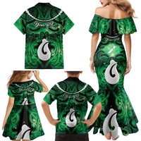 Personalised Maori Matariki Hei Matau Kakariki Family Matching Mermaid Dress and Hawaiian Shirt Maori Kowhaiwhai Pattern Galaxy LT01 - Polynesian Pride