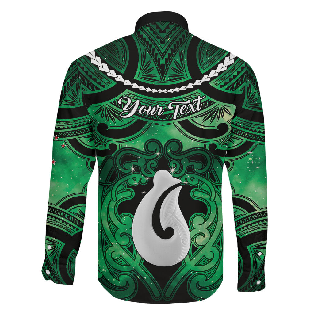 Personalised Maori Matariki Hei Matau Kakariki Family Matching Off The Shoulder Long Sleeve Dress and Hawaiian Shirt Maori Kowhaiwhai Pattern Galaxy LT01 - Polynesian Pride